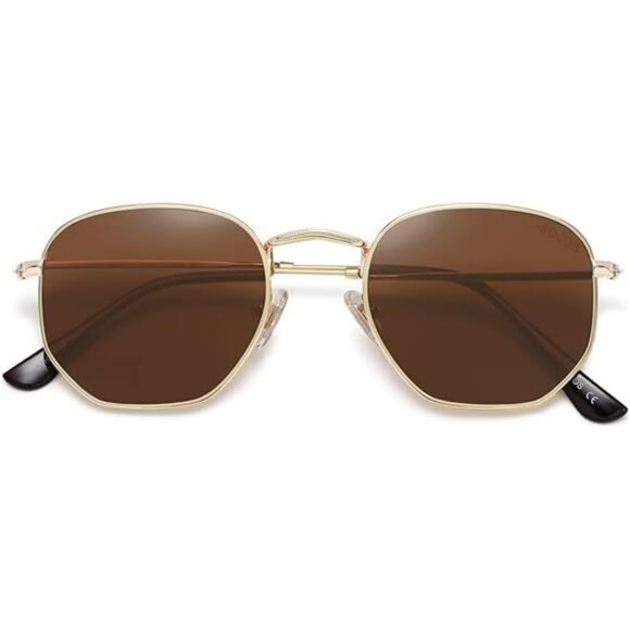 Square Hexagon Polarized Sunglasses for Women Men UV400 Retro Metal Shades - Picture 6 of 6